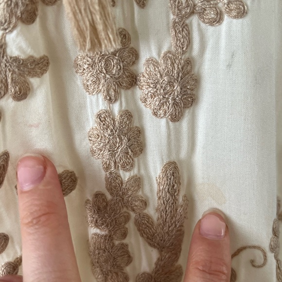 Lucky Brand Floral Embroidered Boho Fairy Peasant Style Billow Sleeves Blouse - Picture 8 of 14